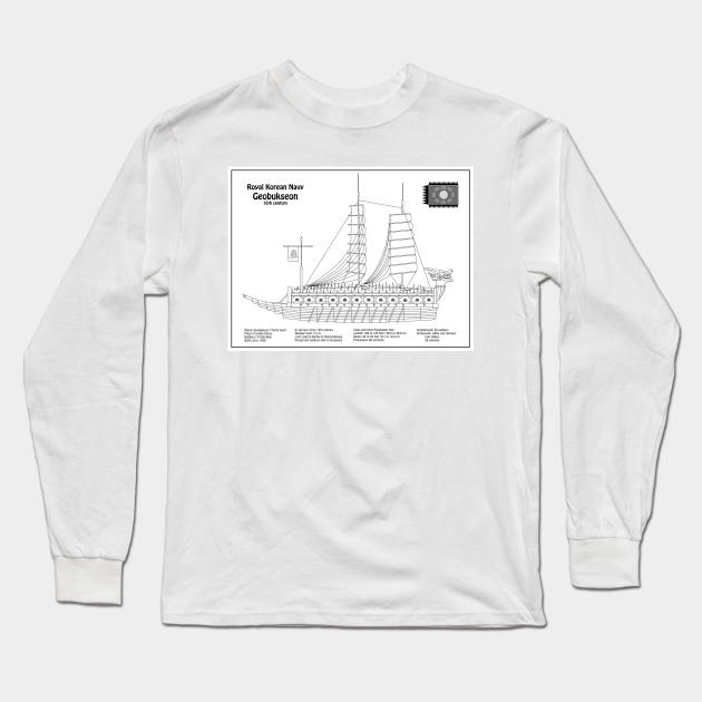 Turtle Ship Geobukseon ship plans - BD Long Sleeve T-Shirt by SPJE Illustration Photography